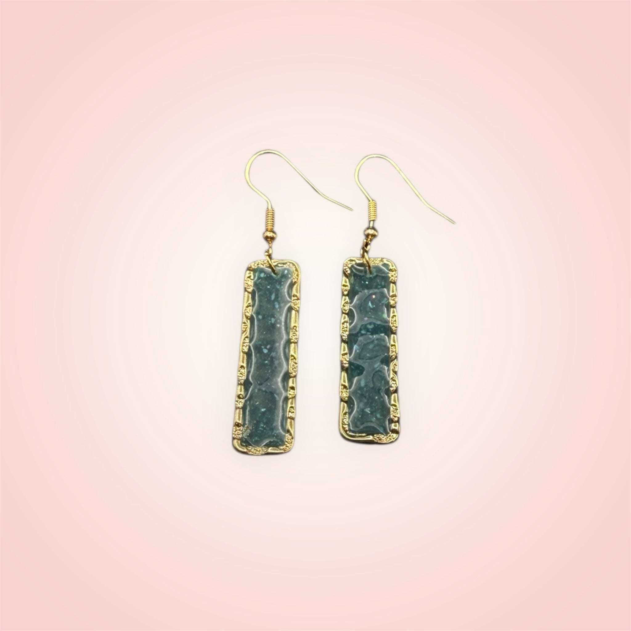 Mint and gold bar earrings