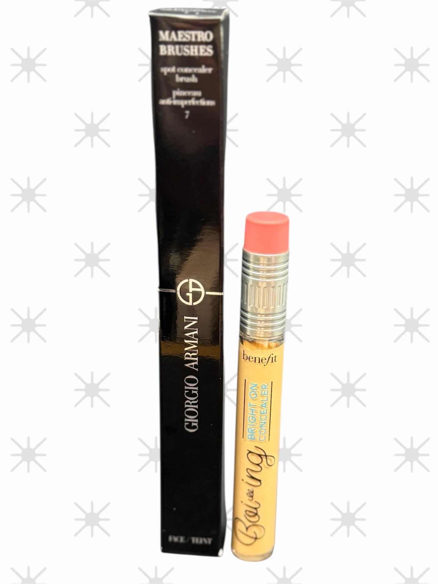 Benefit under bight on eye eraser concealer + Giorgio Armani concealer brush