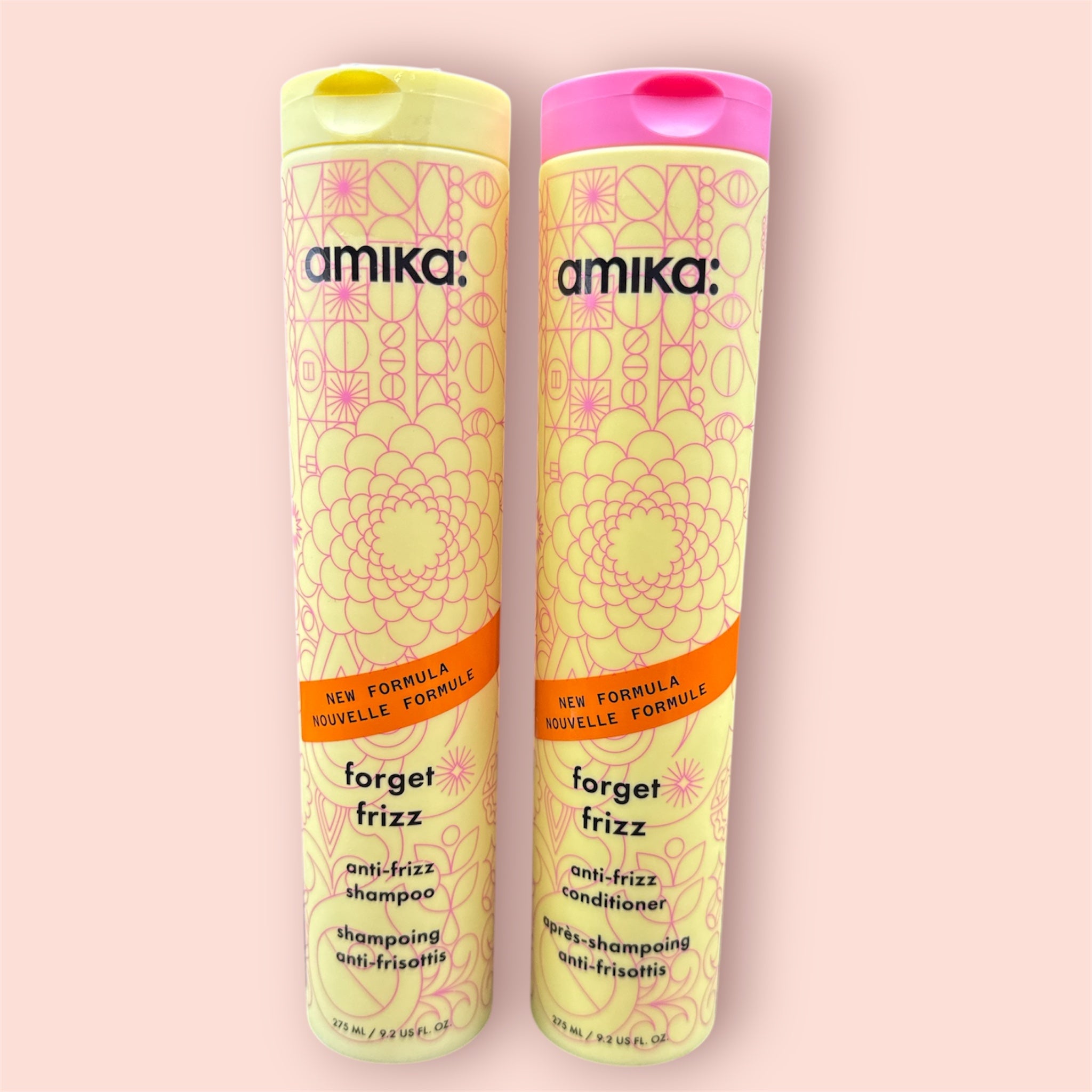 Amika “forget frizz” shampoo and conditioner set