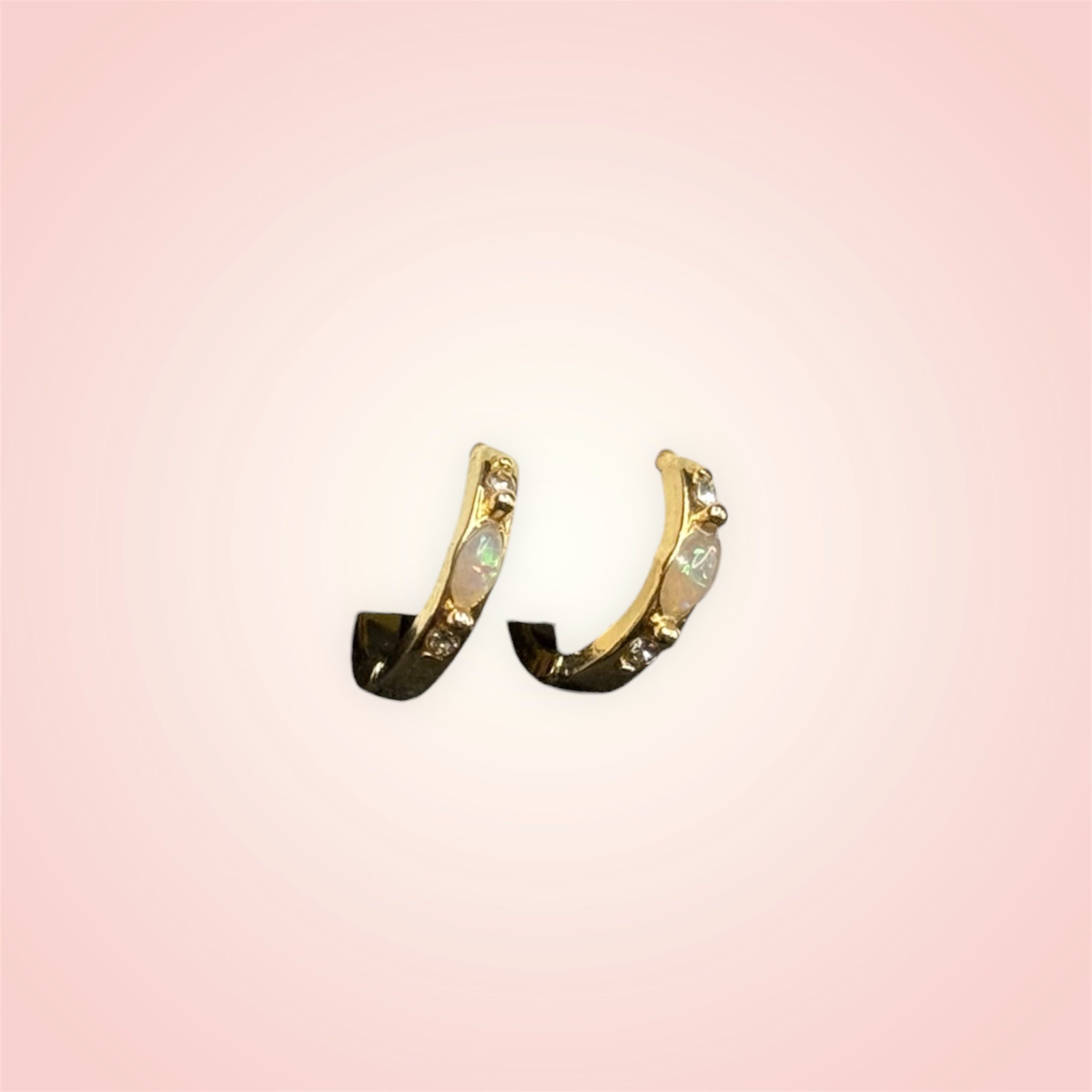Gold and opal huggie hoops