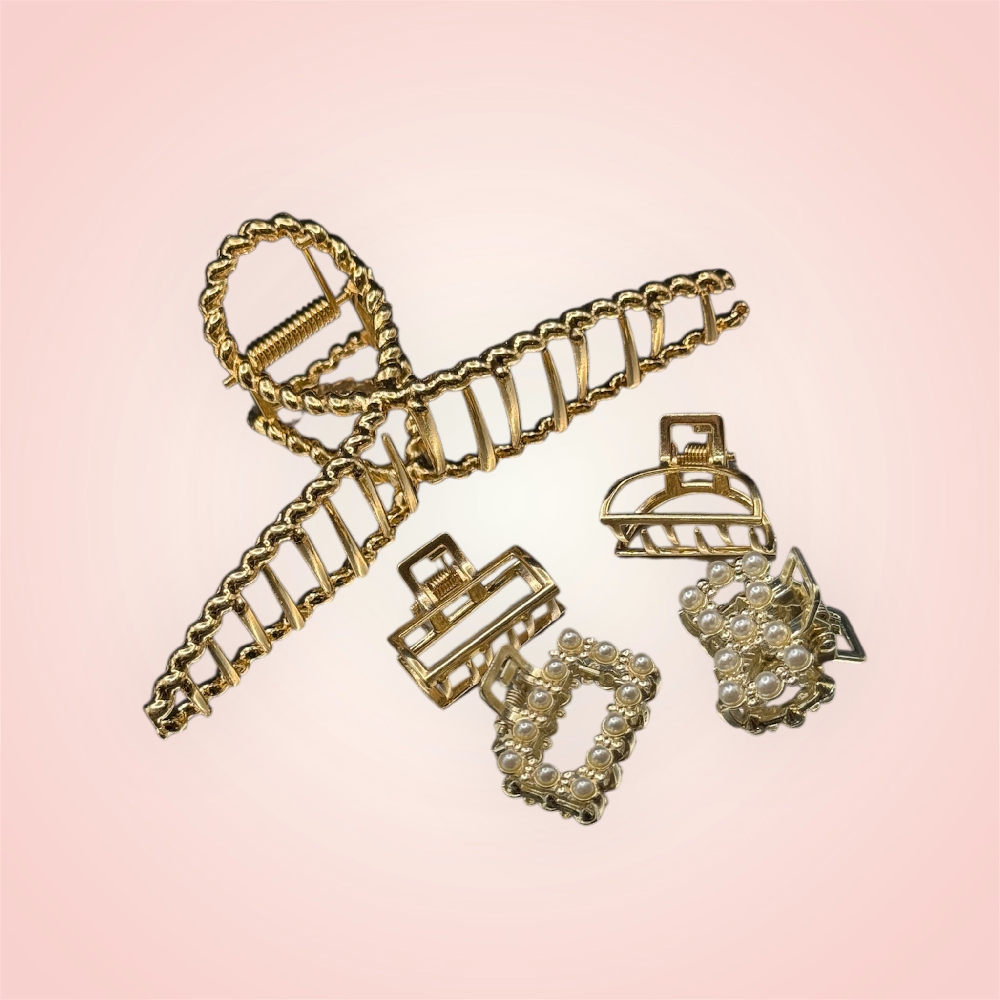 Assorted gold hair clips (pack of 5)