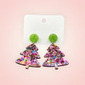 Multi color Christmas tree earrings