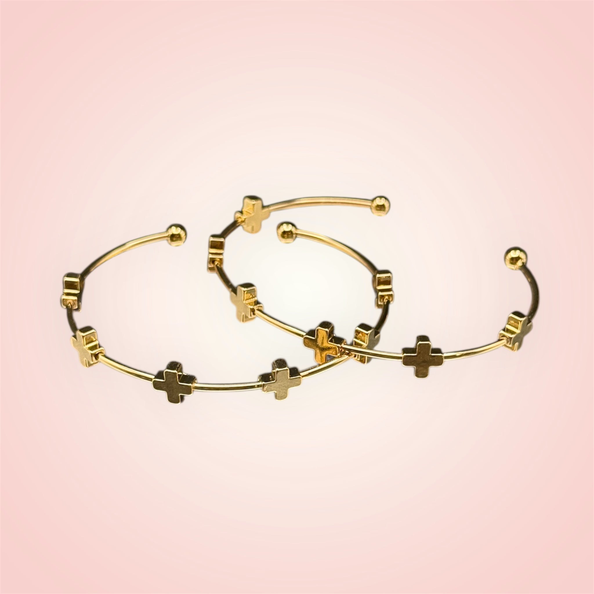 Gold cross bangle (adjustable)